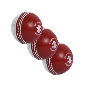 Lot de 3 Balles de Cricket Gray-Nicolls rouges et blanches Wonderball